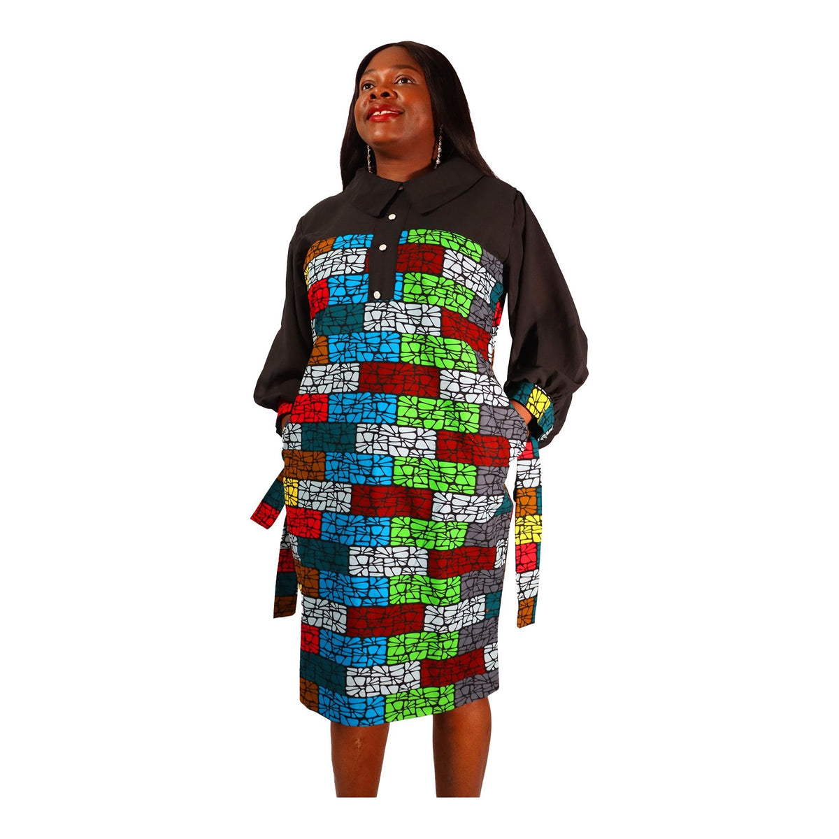 Adun Midi Ankara Dress by Oge Fashion | Vibrant Ankara Beauty