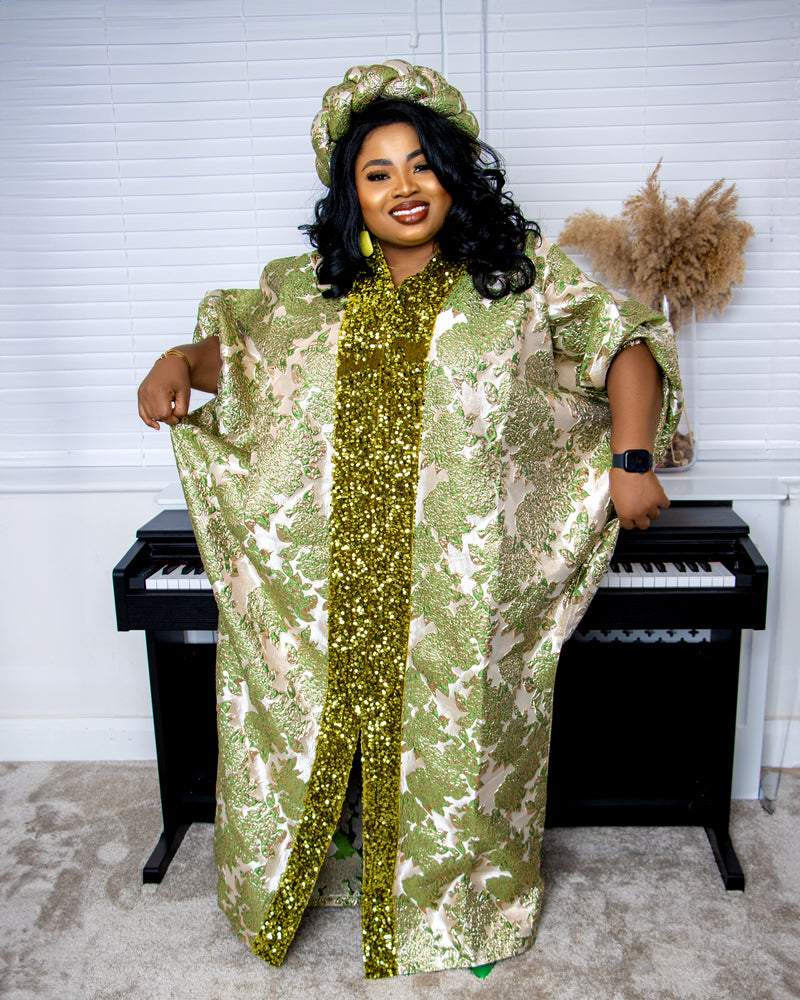 Green Damask Sequins Dress OgeFashion Green Damask Sequins Dress OgeFashion