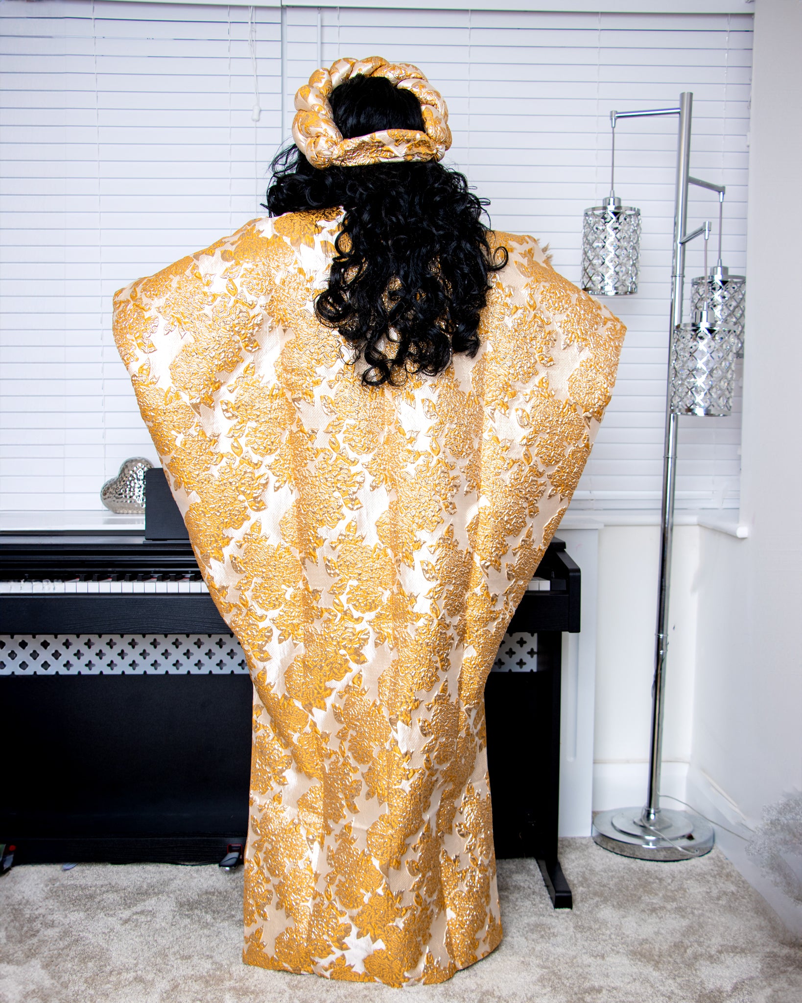 Gold Damask Sequins Maxi Boubou Dress OgeFashion Gold Damask Sequins Maxi Boubou Dress OgeFashion