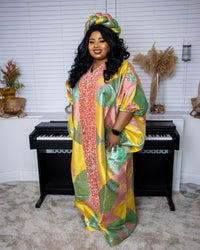 Multicolour Damask Boubou Maxi Dress