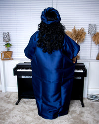 African Blue Maxi Boubou with Matching Headpiece