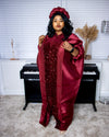 African Wine Maxi Boubou with Matching Headpiece