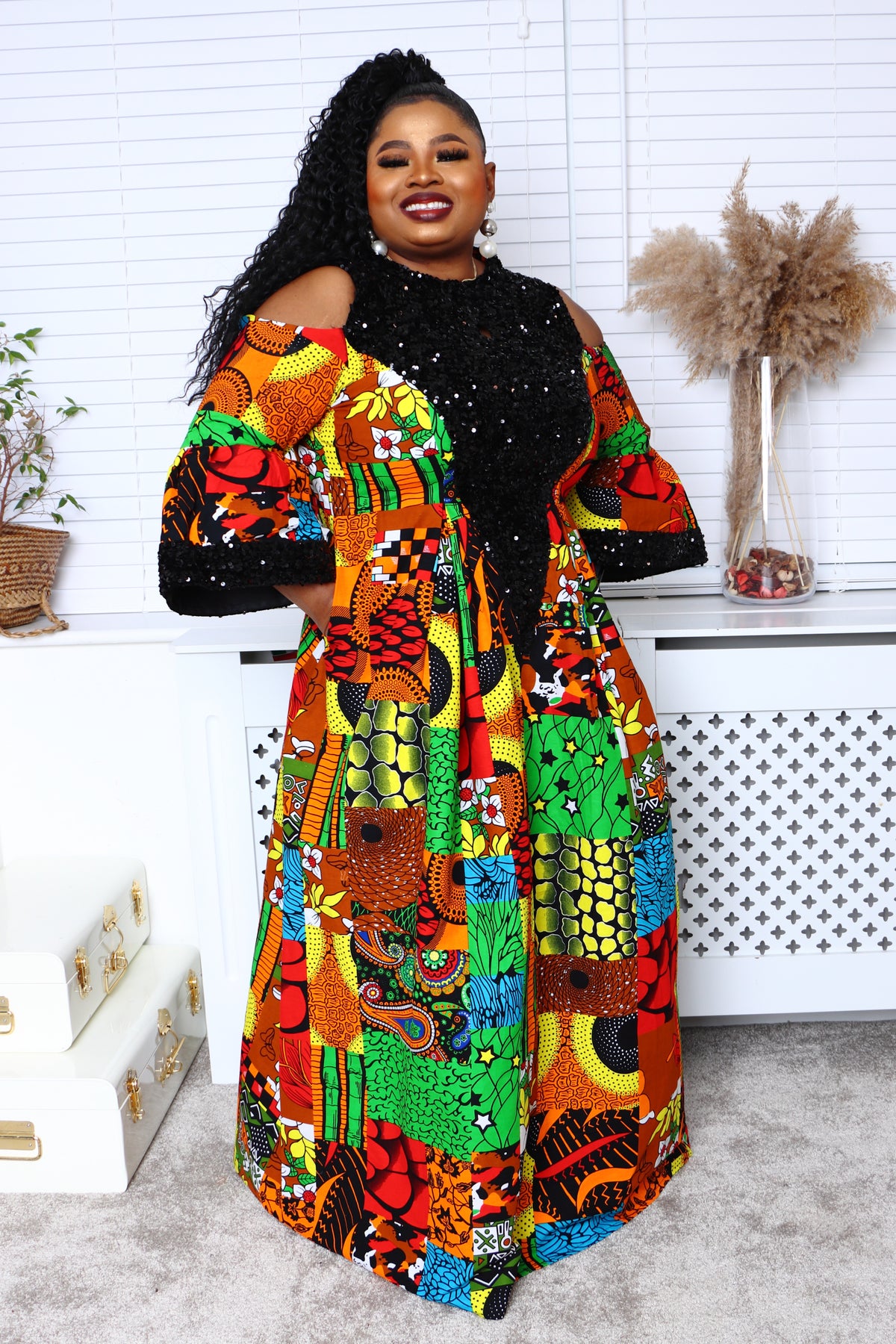 African Ankara Sequence Chioma Maxi Dress
