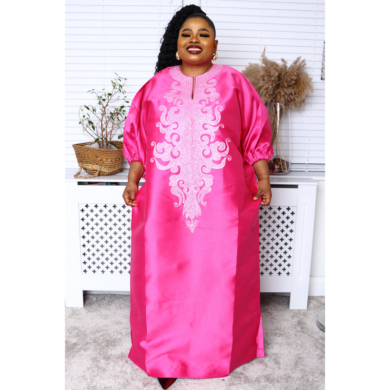 African Pink Bubu with Embroidery