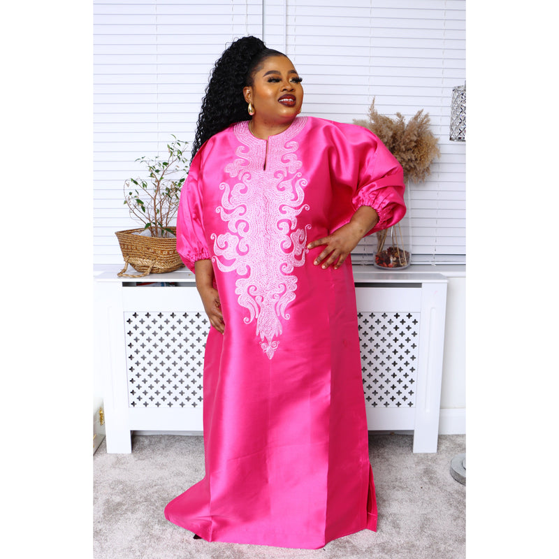 African Pink Bubu with Embroidery