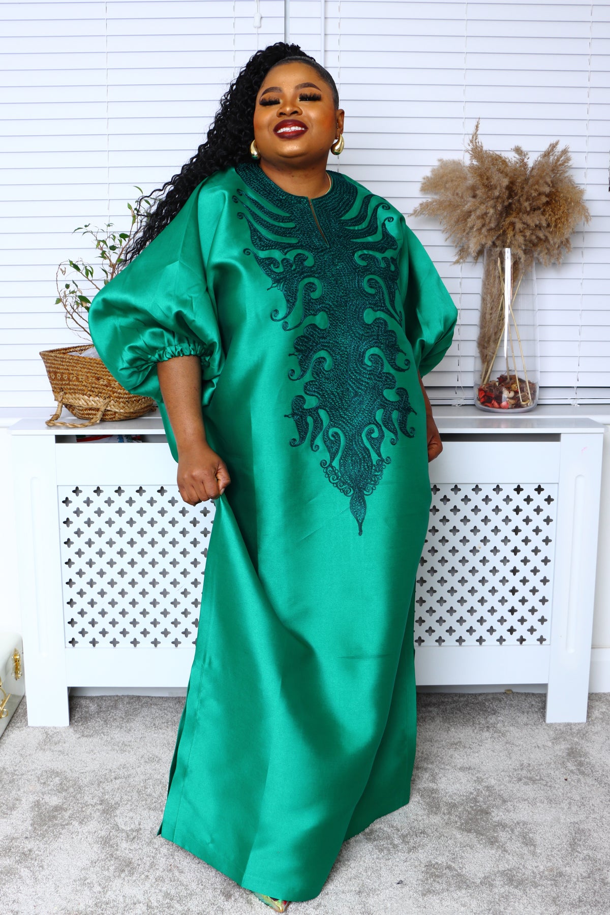 African Green Bubu with Embroidery
