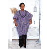 PURPLE ANKARA FRINGE MAXI DRESS